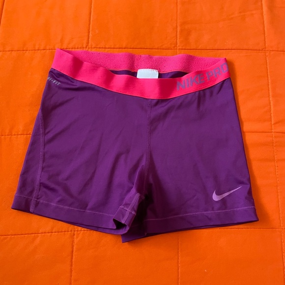Nike Pro Purple and Pink Athletic Shorts - Picture 1 of 5